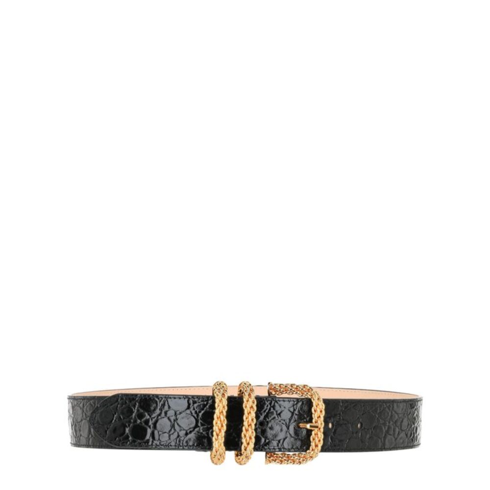 ByFar Croc Embossed Katina Belt Black Womens